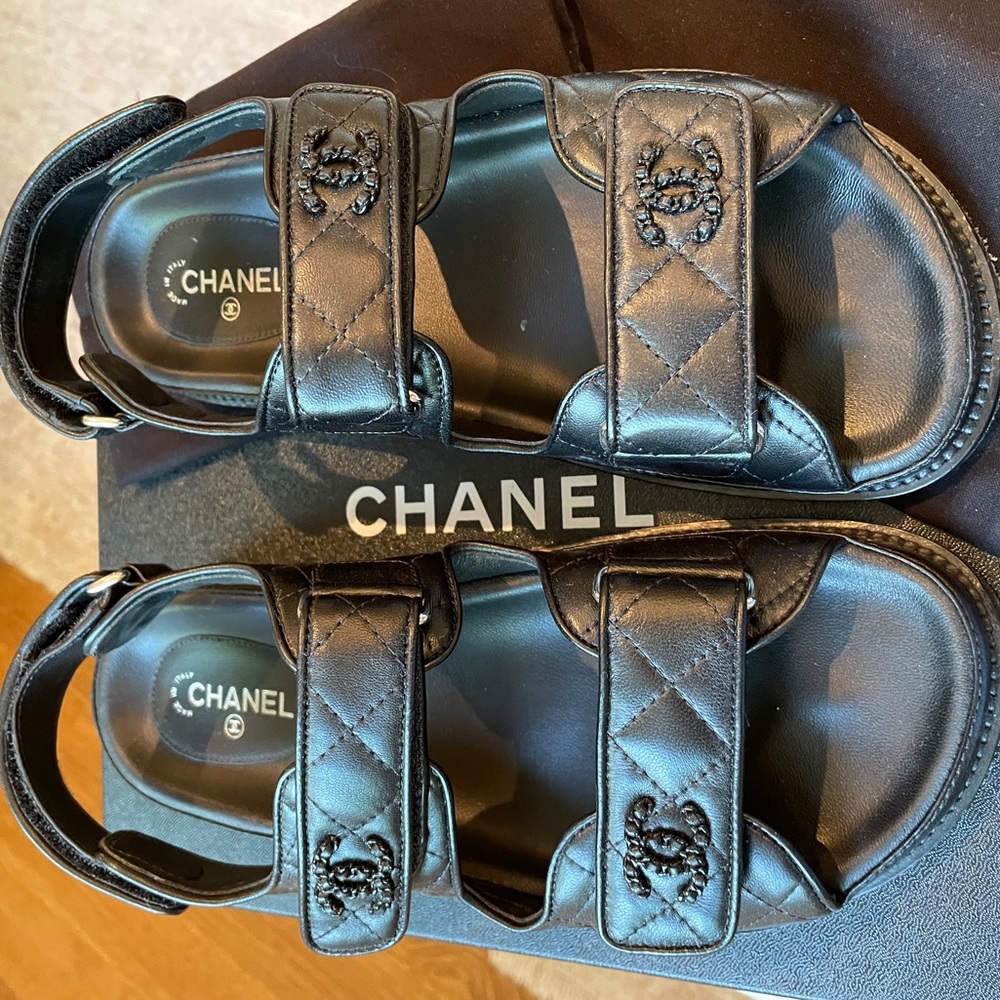Chanel Dad sandals, leather, size 37 *AUTHENTIC* - Picture 7 of 7
